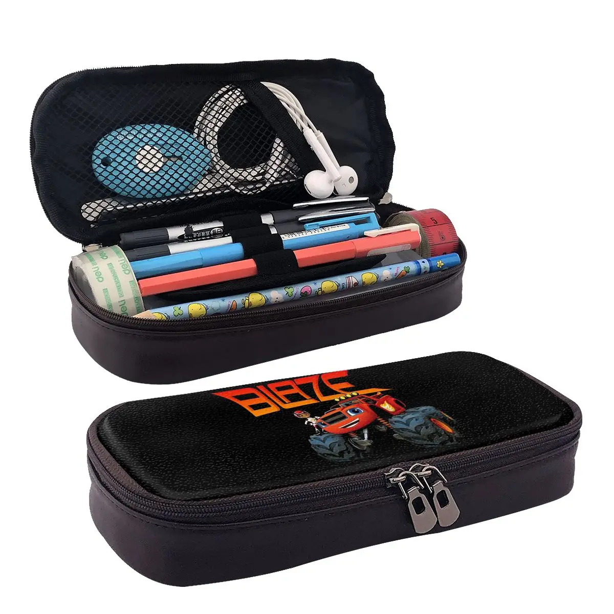 Blaze And The Monster Machines Leather Pencil Case for Students Gifts Pen Box Pencil Bag Stationery Supplies Pen Holder Bag