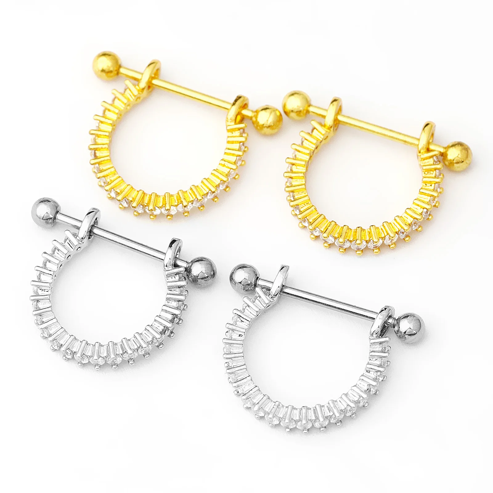 

New stainless steel zirconia earrings for men and women piercing jewelry