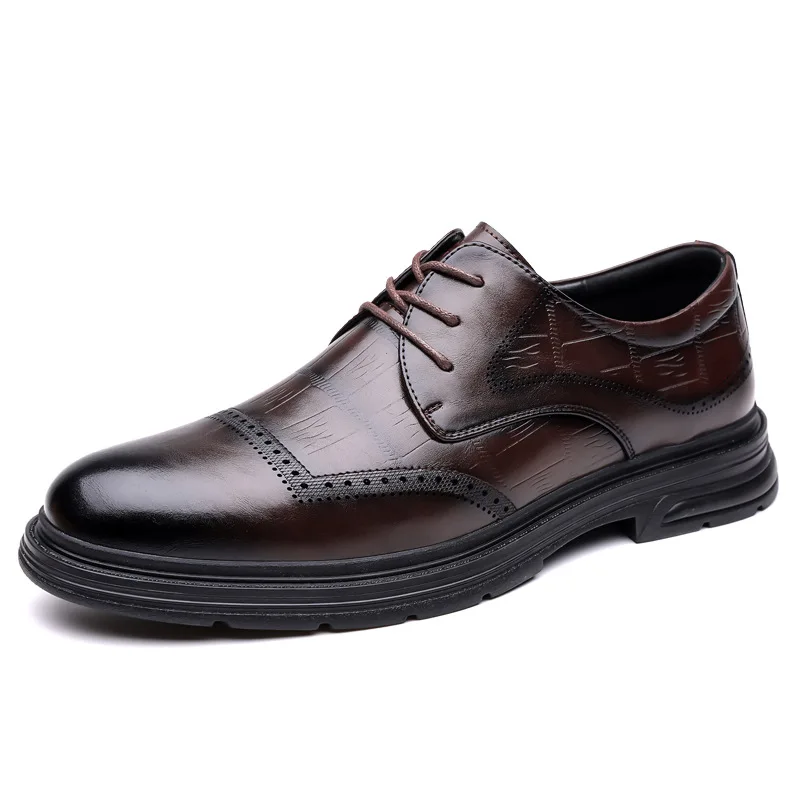 

Fashion Lace-up Groom Suit Wedding Men's Shoes Fashion Business Dress Shoe Man Spring Autumn New Casual Cow Leather Shoes Male