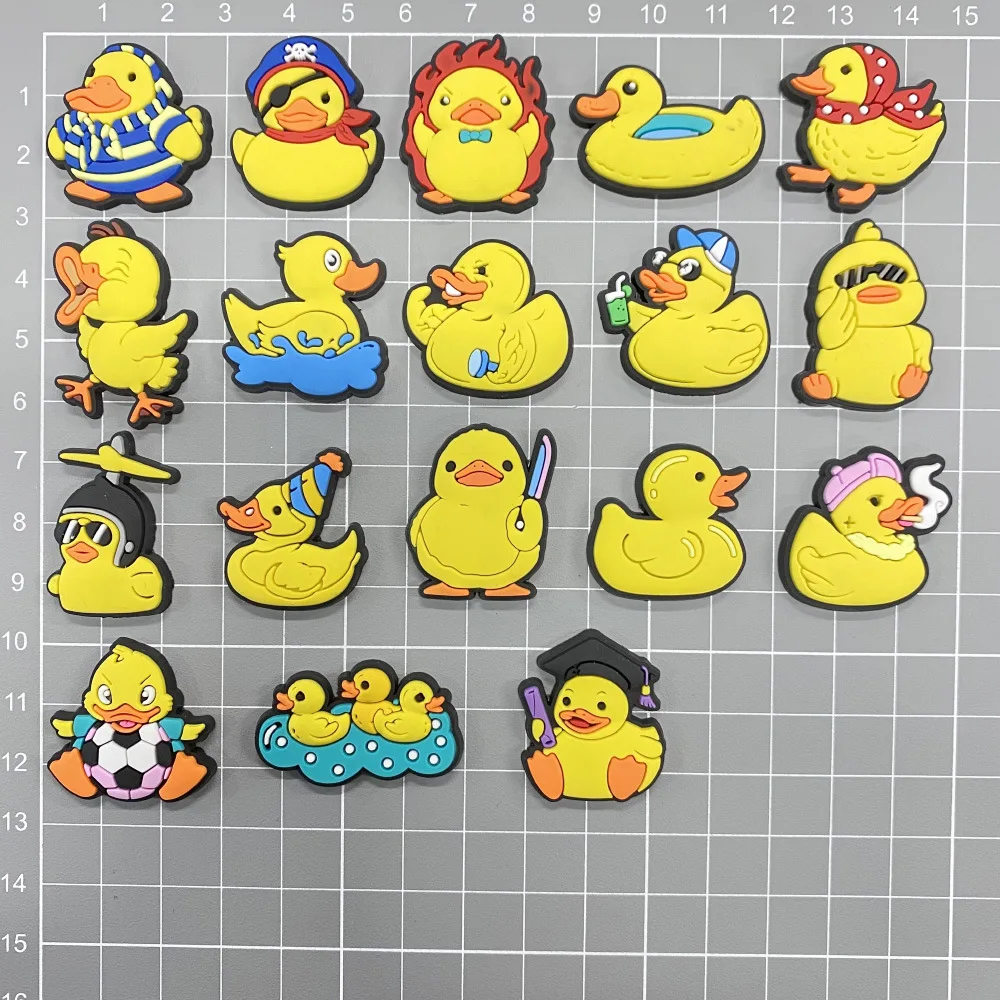 Cartoon Yellow Duck Shoes Charms Pin for Crocs Flower Hole Shoes DIY Accessories  Buckles PVC Cute Personalized Gifts Fashion view 4