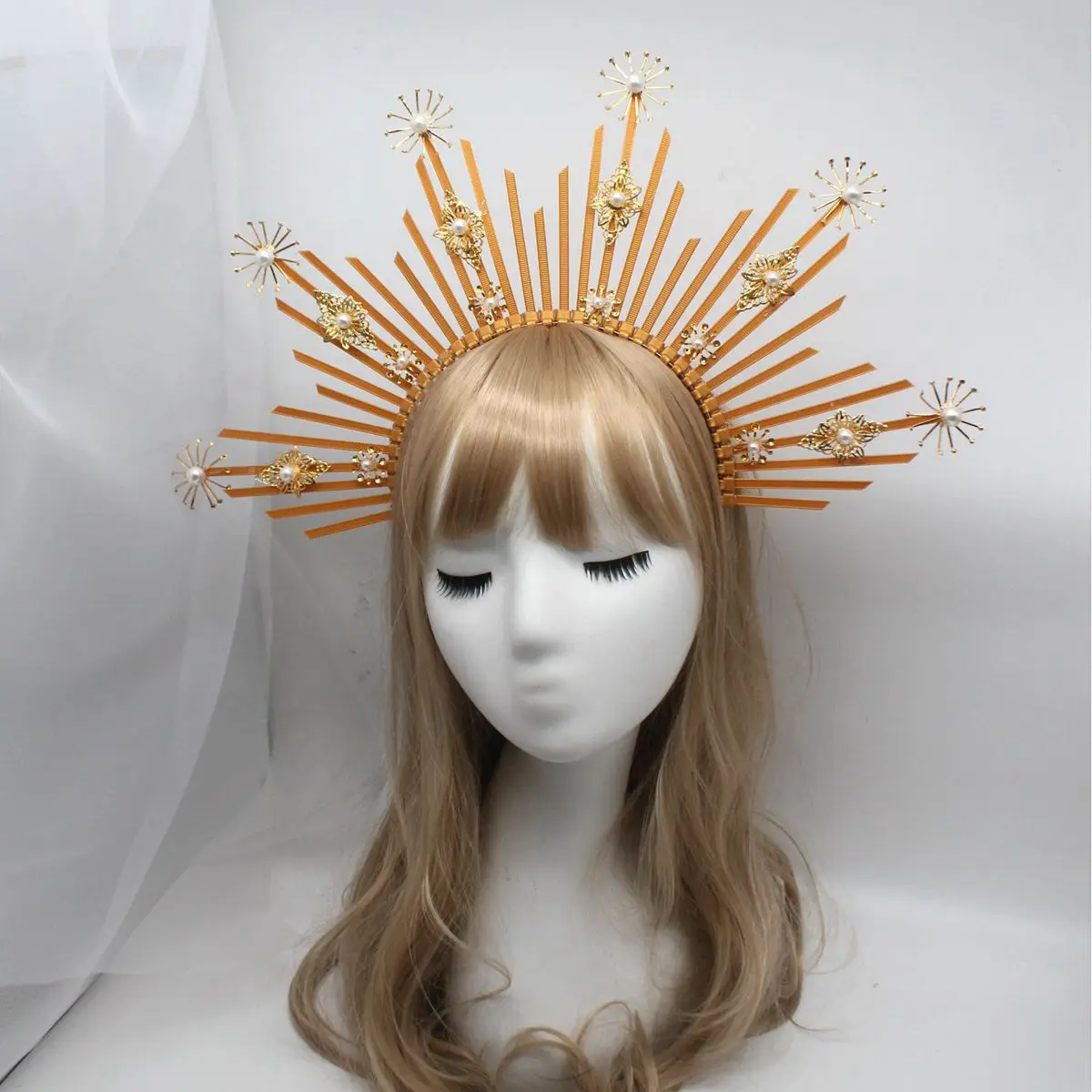 Goddess Crown Halo Headband Festival Party headpiece Met Gala Sunburst Church headdress