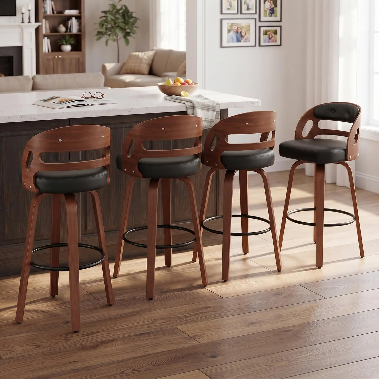 26 26 Inch Swivel Bar Stools Set of 4, Upholstered Bar Chairs for Kitchen Island/Home Bar Table/Pantry/Café, Thick - Aliexpress Deal