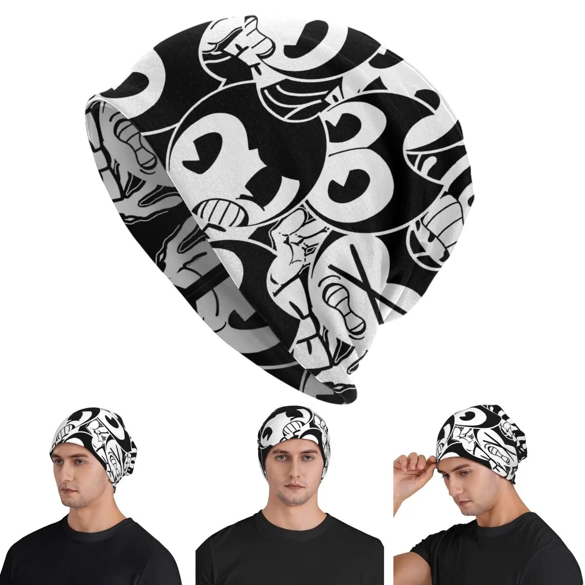 

Bendy Skullies Beanies Hats Warm Autumn Winter Outdoor Cap Knitted Bonnet Caps for Men Women Adult