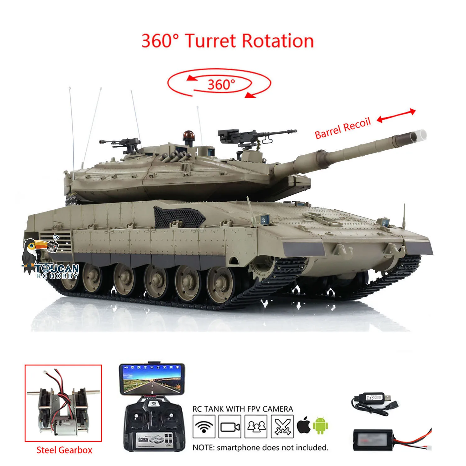 Heng Long TK7.0 3958 1/16 RC Tanks IDF Merkava MK IV Standard Edition FPV Camera Toucan Plastic Remoted Car Models