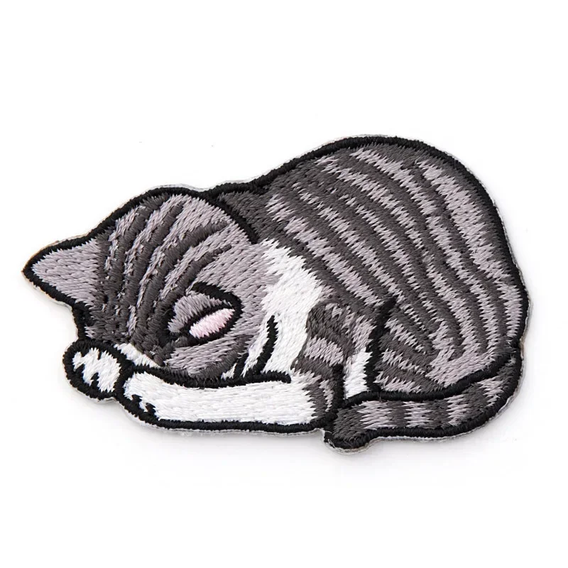 Cute Face Sleeping Cat Embroidery Hot Cloth Stickers Clothes Hat Bag Patch Stickers Small Diy Decorative Stickers Adhesive