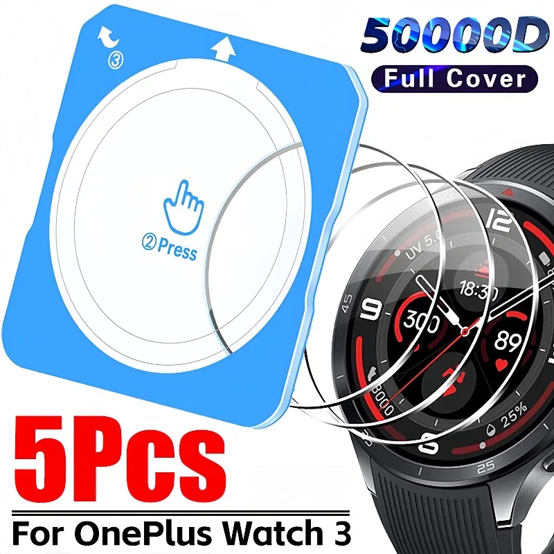 9H Easy Installation Tempered Glass for OnePlus Watch 3 Screen Protector Full Coverage Clear Anti-Fingerprint Watch3 Film Guard