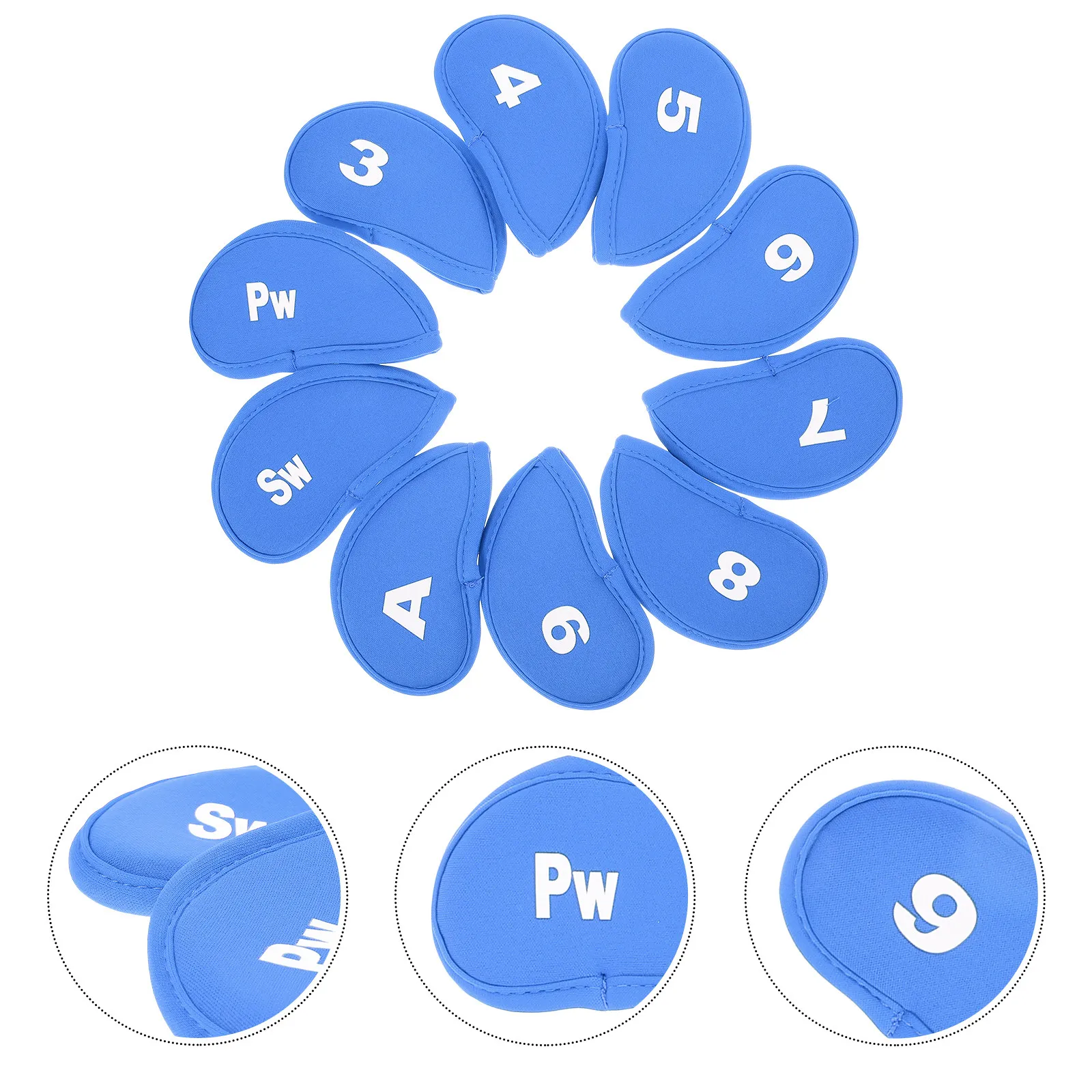 

10 шт. чехлов для головок клюшек для гольфа из износостойкой ткани премиум-класса для защиты паттера, универсальные, мягкие на ощупь, быстросъемные