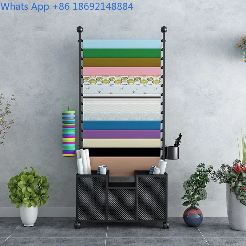 Iron Art Flower Wrapping Paper Flower Shop Display Rack Ribbon Satin  Storage Rack Scarf Car Film Wallpaper Rack