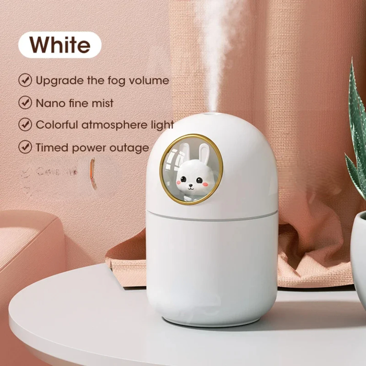 

Cute Pet Air Humidifier 300ml Mini Office Desktop Humidifier Mute USB Bedroom Household with Night Light Air Humidification