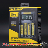 Authentic NITECORE UM4 Intelligent USB LCD Battery Charger Li-ion IMR LiFePO4 18650 14500 26650 Automatic Universal Chargers