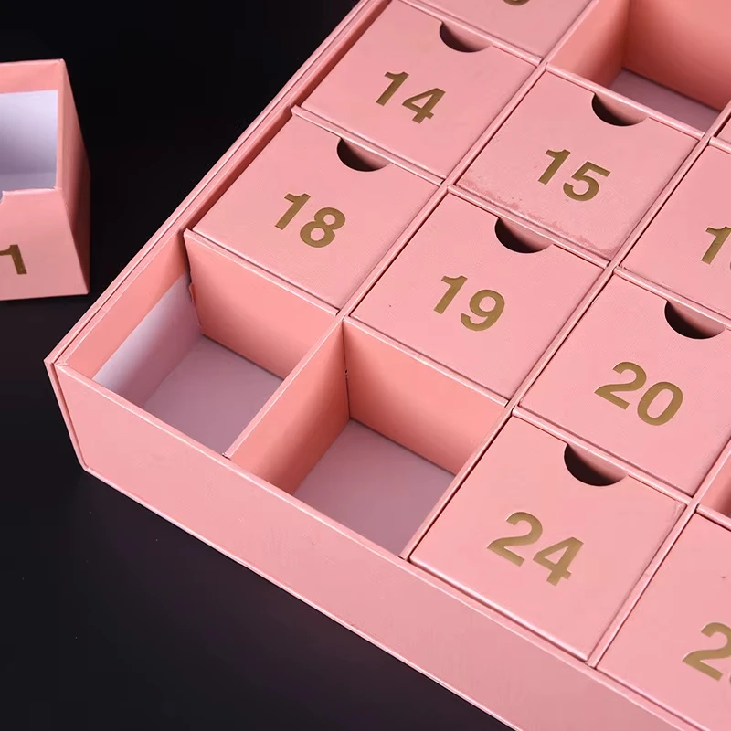 Customized queryCardboard Box With 24 Drawers for Cosmetic Beauty Advent Calendar Packaging Gift Boxes