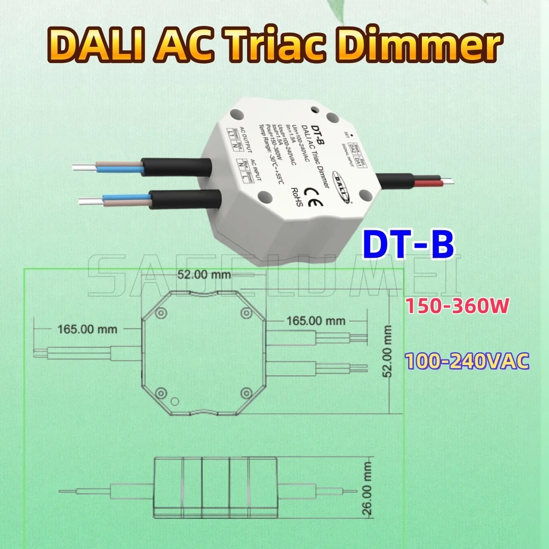 DT-B Skydance 150-360W 100-240VAC Triac DALI Dimmer Triac DALI Dimmer Trailing Channel Dimming to Dim Switch Single Color Light