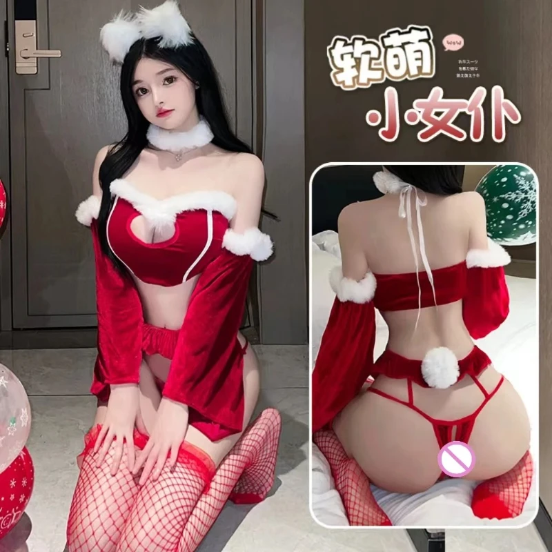 

Christmas Cosplay Costumes Erotic New Year Dress for Couple Sexy Honeymoon Plus Lolita Chemise Exotic Role Playing Santa Apparel