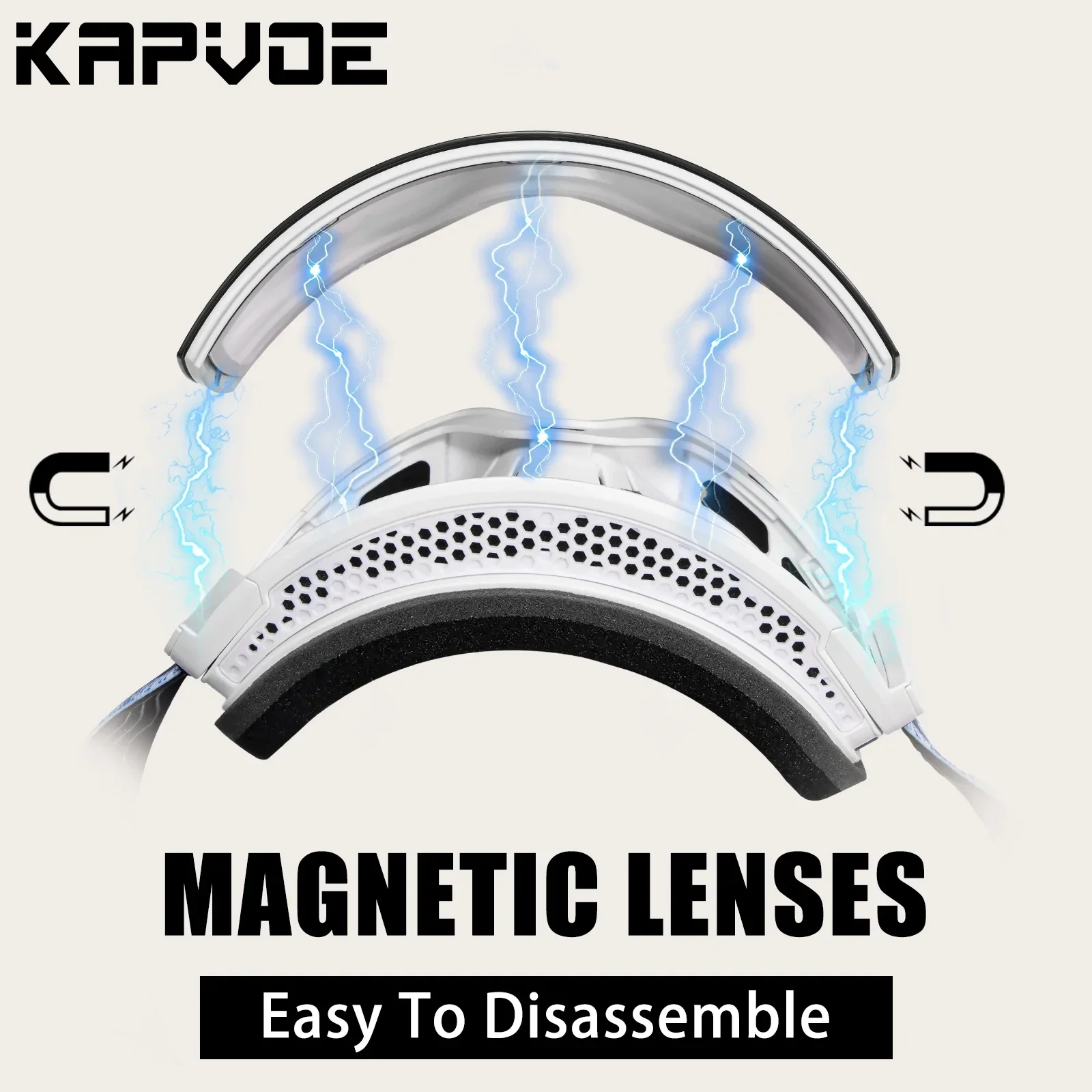 KAPVOE Magnetic Ski Goggles Set Anti-Fog UV400 Protection Snow Goggles Snowboard for Men Women Ski Glasses Skiing Eyewear