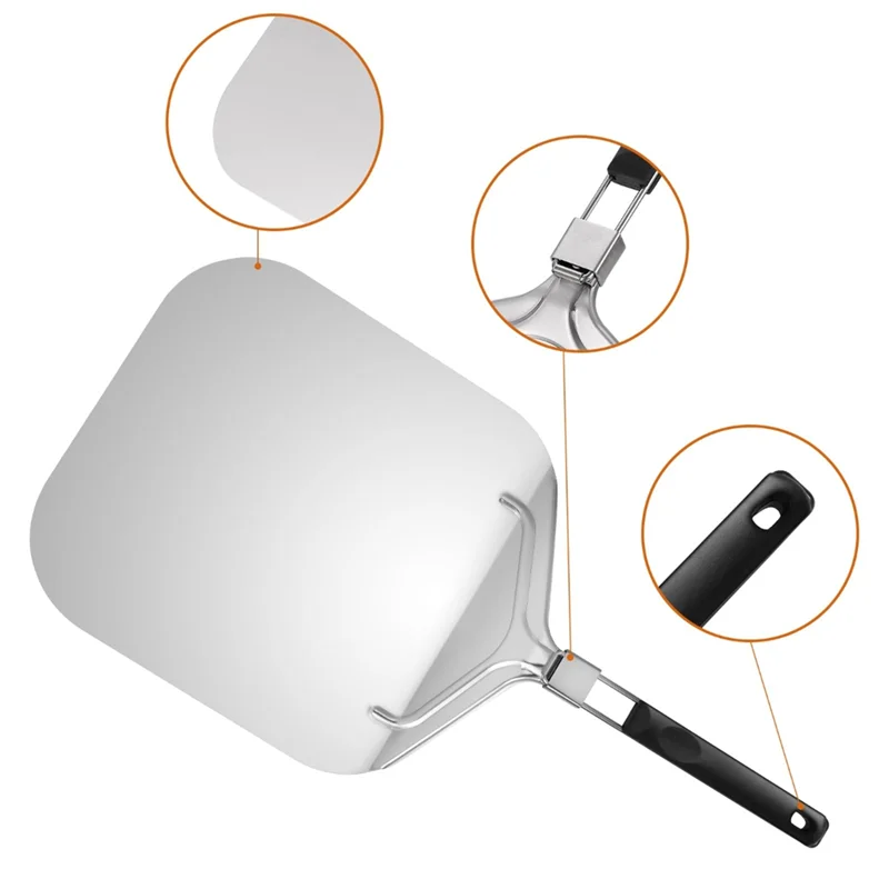 

ABKS-Pizza Peel 12 Inch, Metal Pizza Peel With Foldable Handle(12X 16Inch) Pizza Paddle With Cutter Set& Pizza Spatula
