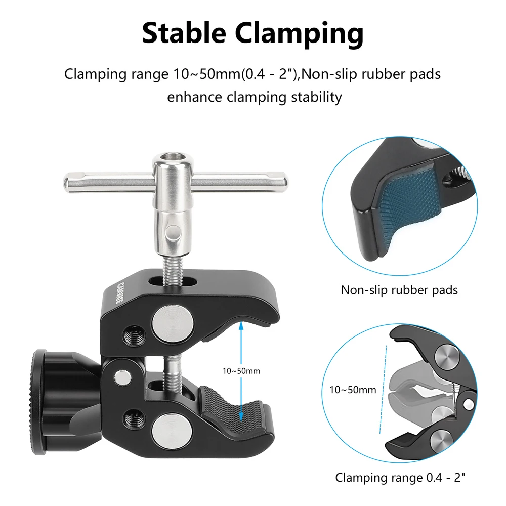CAMVATE Multi-purpose Super Crab Clamp with 1/4 ARRI Rosette Mount For Photography Accessories Tripod Leg Handrail Pole