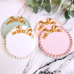 Retro Multicolour Fans You Super Cute Bowknot Small Tray Round Square Jewelry Plate Set Decoration