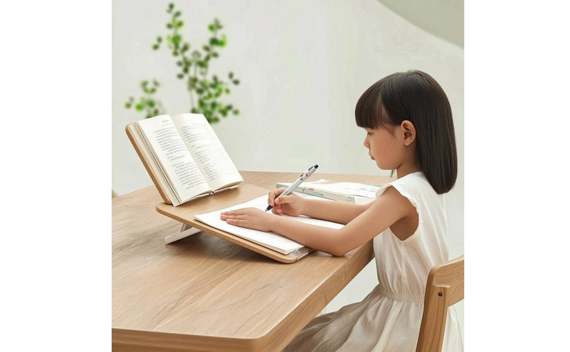 Study Board with Book-Rest Ergonomic Writing Board with Reading Rack Adjustable Writing Slope Stable Desktop Book Stand Compact