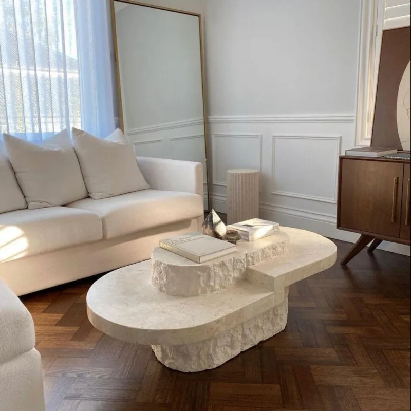 ✿p Custom Made Travertine Stone Music Studio Table Natural Stone Acoustic Furniture Manufacturer Travertine Boho Side Table