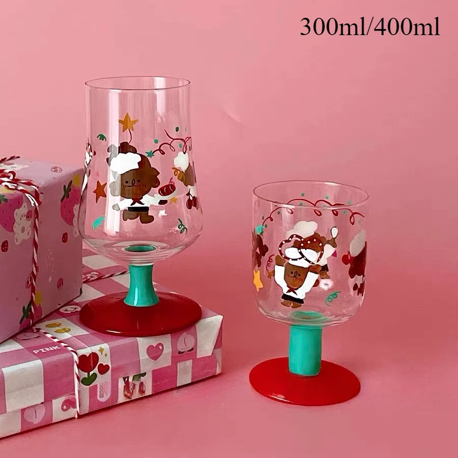 Hand Drawn Bread Dog Glass Goblet Cups, Vintage Cartoon Juice Drink Glass, Bar Wine Set Red Wine Glasses, High-end Whiskey Glass