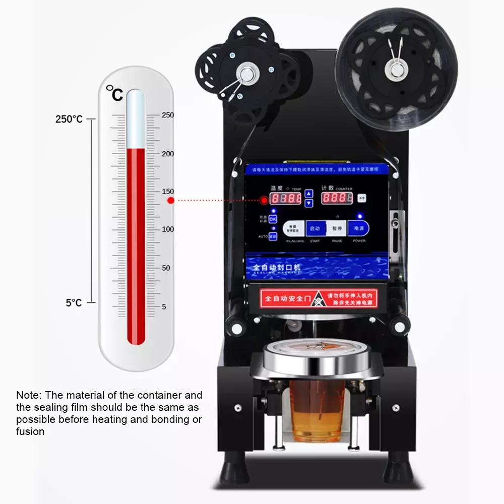 rongjun Automatic Bubble Tea Sealing Machine Bubble Tea Shop Boba Cup Sealing Machine Cup Sealer Machine - view 2