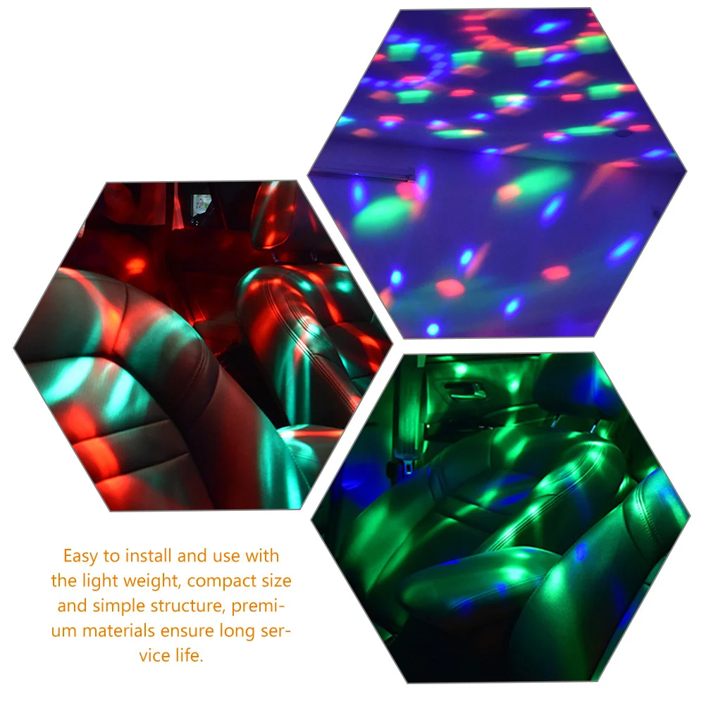 

2Sets Car LED Mini Disco Ball Lights USB Charging Car Interior Atmosphere Lamps Sound Activated Party Light Decoration