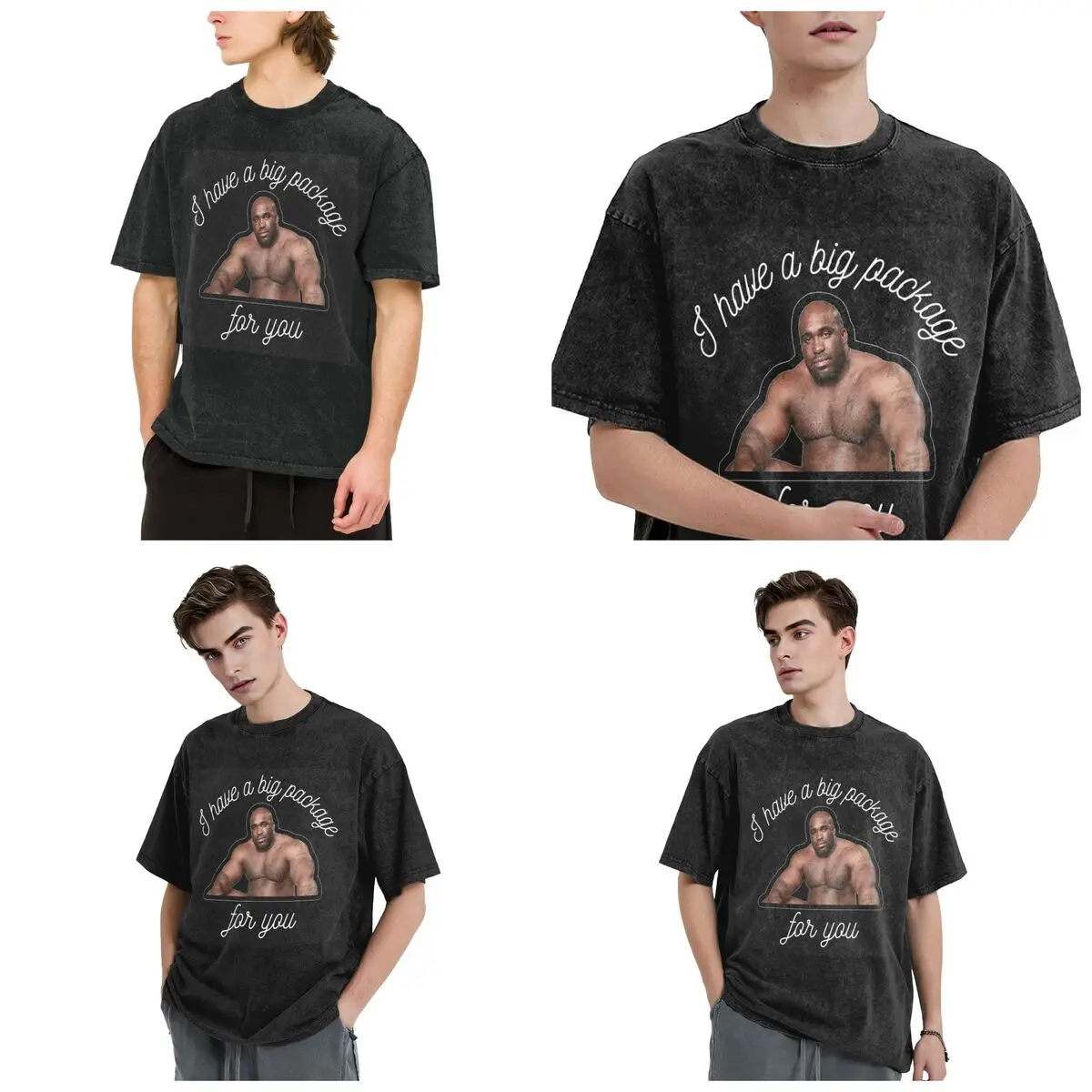 Barry Wood I Have A Big Package For You Hip Hop Short Sleeve T-Shirts Washed Tops Tees Streetwear T Shirt Harajuku for Men Women