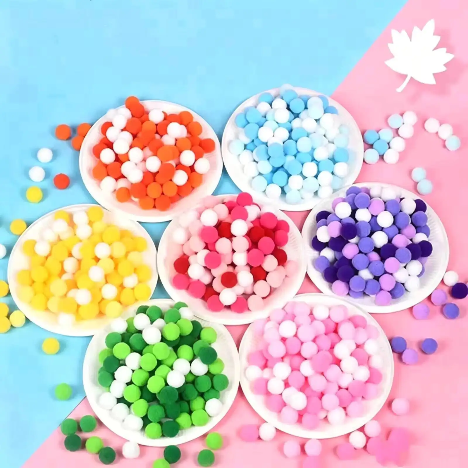 60PCs 10/15/20/25mm Multi Size Ombré Pompons Mixed Set Ita Bag Hairball Accessories Sweet Girl DIY Personalized Decor Fuzzy Ball