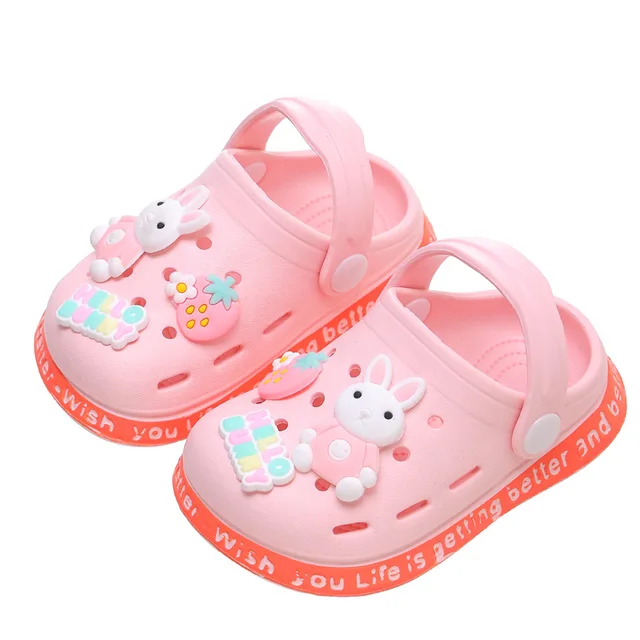 Summer Kids Slippers Cute Cartoon Hole Shoes Closed Toe Soft Sole Non Slip Indoor Baby Sandals Slippers For Boys Girls Toddlers 5