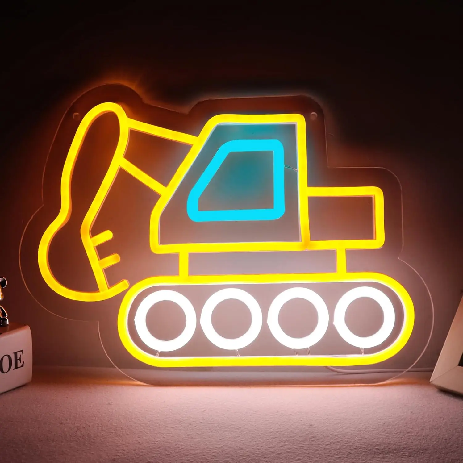Insegna al neon a LED per decorazioni murali Insegna al neon per escavatore per camera da letto per bambini Camera dei ragazzi Sala giochi Regali di compleanno per la casa per un amico Alimentato tramite USB
