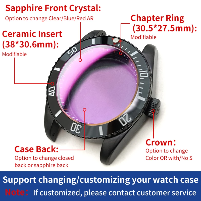 빈티지 시계 케이스 블랙 광택 브러시드 스틸 시계 케이스 MOD 시계 부품 SKX NH35 NH36 4r36 4r35 교체 시계 부품