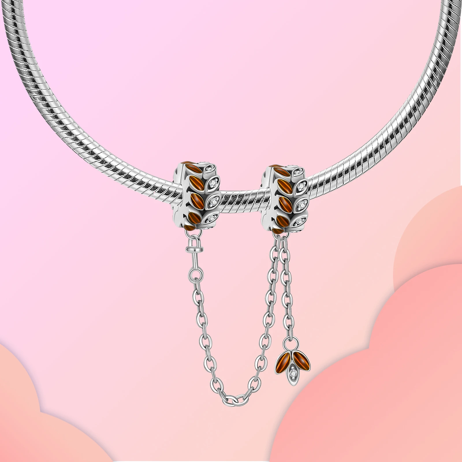 925 فضة الخرزة الزخرفية سلامة سلسلة الأذن من القمح Charm صالح الأصلي باندورا Charms أساور النساء DIY بها بنفسك مجوهرات هدية