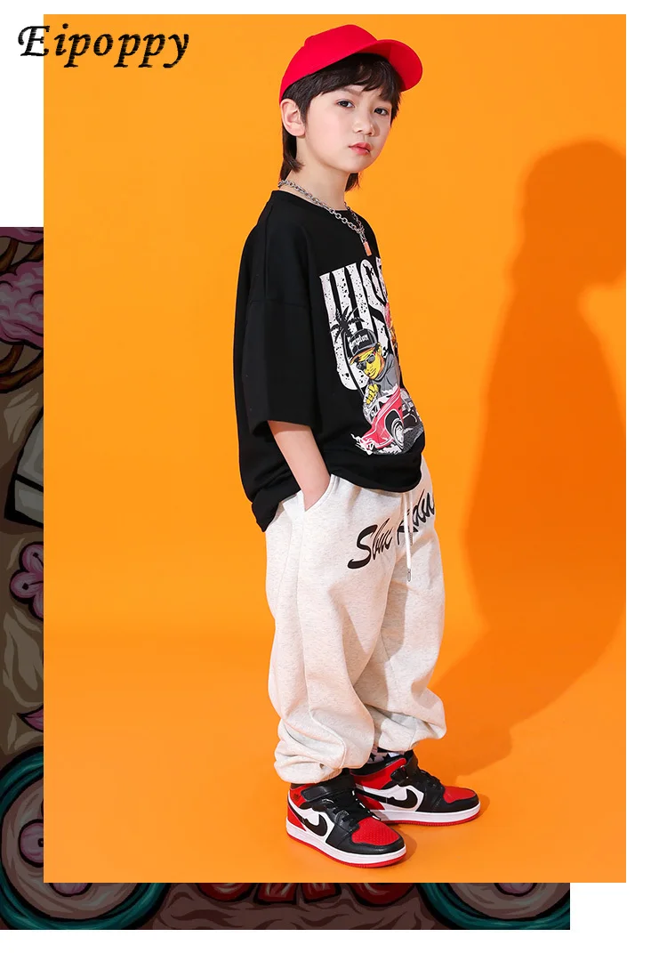 子供のためのヒップホップスタイルの服,だぶだぶの半袖服,クールなファッションブランド,美しい,トレンディ,子供のための流行の服