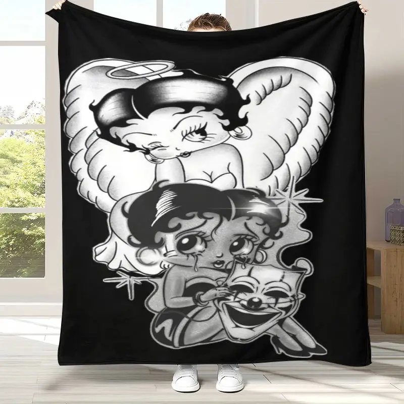 Cute B-Betty Girl B-Boop Cartoon Soft Flannel Throw Blanket,Cozy Blanket for Bed,Sofa,Living Room,Picnic,Camping,Home Decor,Kid