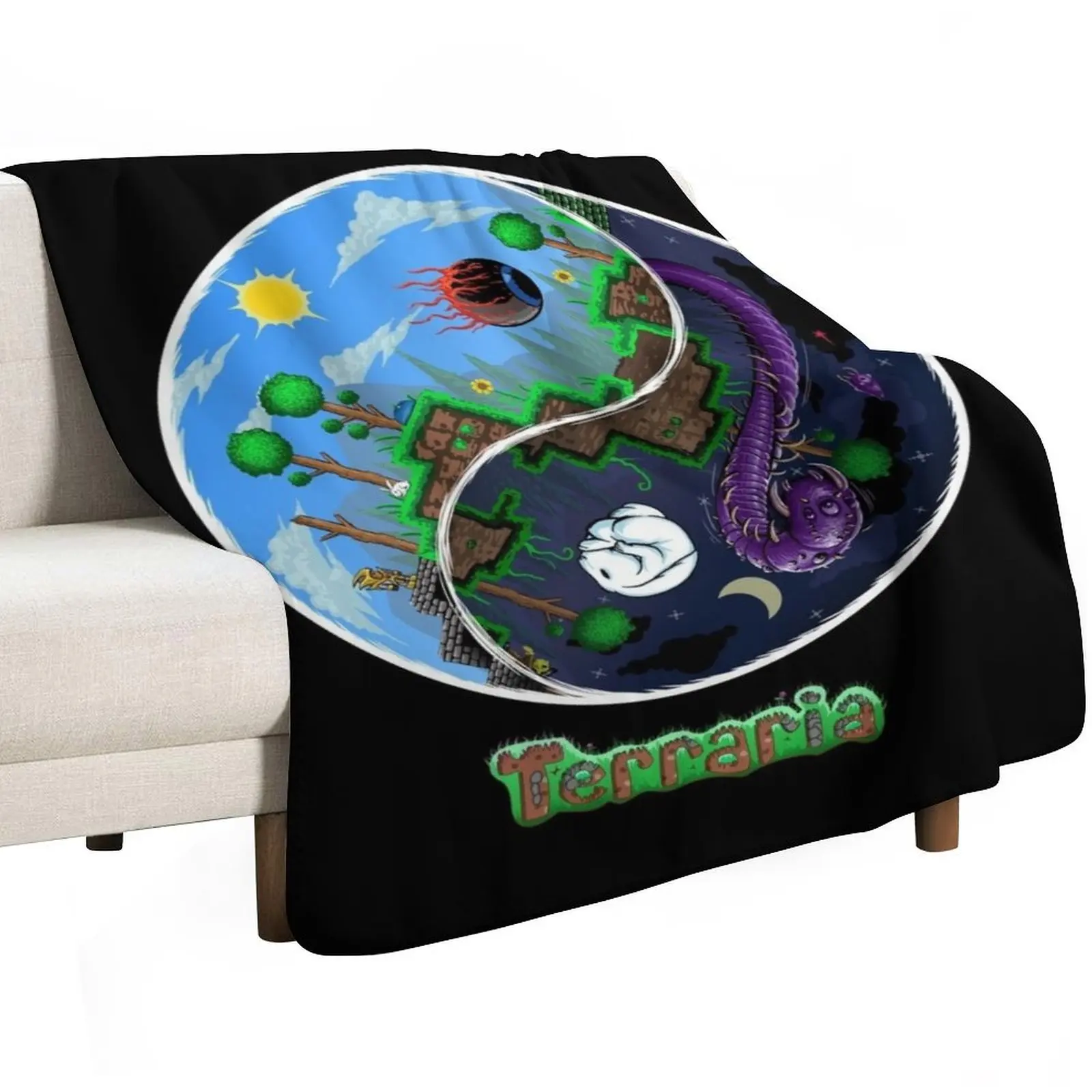 Terraria Game Night And Day Horror Design Throw Blanket Soft Beds For Sofa Thin christmas gifts Quilt Plush Hairys Blankets