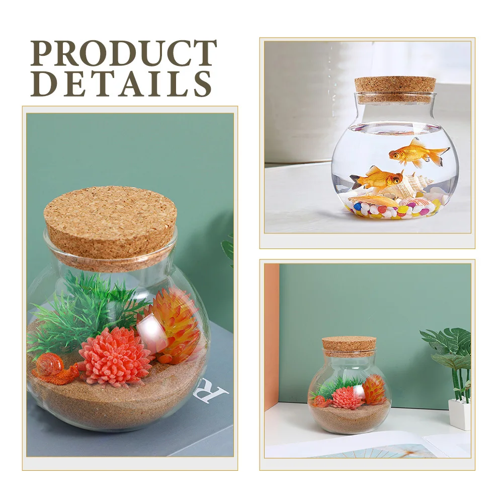 

3 Pcs Eco Bottle Micro Landscape Planter Mini Decoration Glass Cork Clear Jar with Lid Airtight Cookie Jars Container