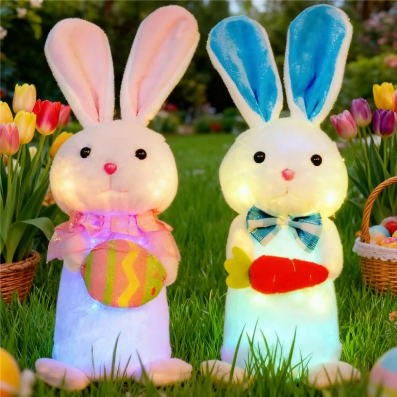 Lapin de pâques mignon, jouet en peluche lumineux pour fête de noël, idées cadeaux, décoration de table pour la maison