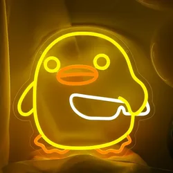 Duck Neon Sign for Wall Decor LED Funny Neon Lights for Bedroom USB Powered Anime Neon Sign for Kids Game Room Bar Party Decor