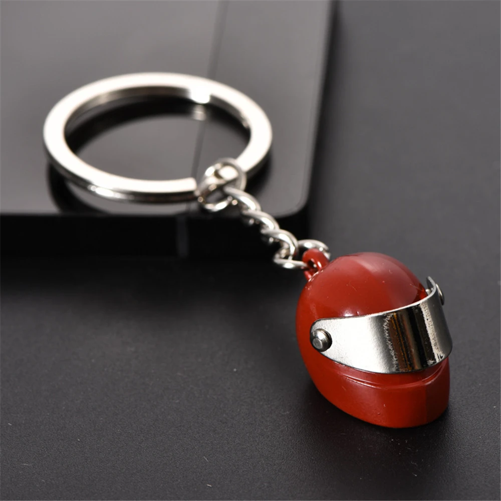 Creative Simulation Motorcycle Helmet keychains Exquisite Mini Stereo Cap Model Backpack Key Pendant For Men Gift