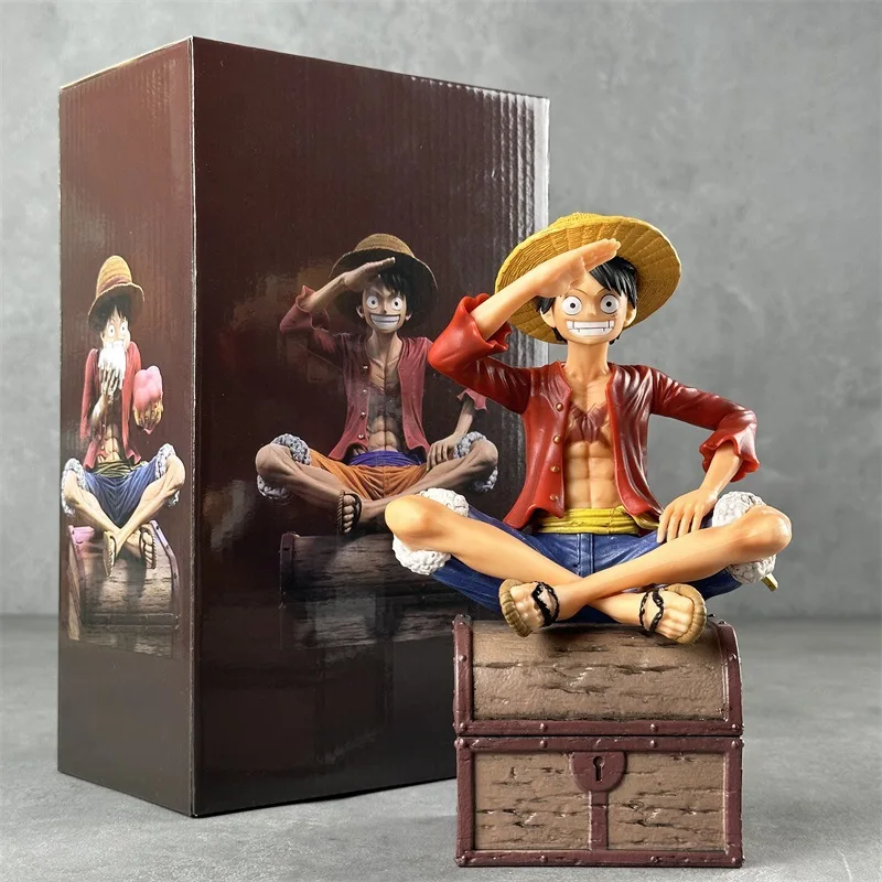 

New Cartoon One Piece Anime Figure Flag Cake Luffy Figures Three Brothers Series Collection Model Toy Holiday Gifts