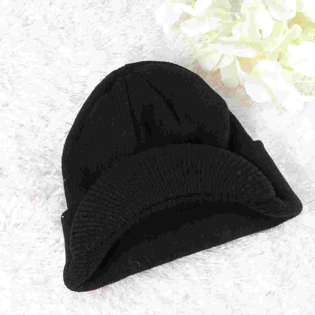 Peaked Beanie Hat Insulated Warm Knitted Thermal Stylish Peak for Men Women(Black) Peaked Cap Knitted Hat