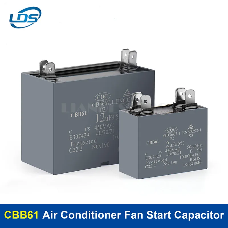 

2Pcs CBB61 Air Conditioner Fan Start Capacitor 450V 1.2UF 1.5UF 2UF 2.5UF 3UF 3.5UF 4UF 4.5UF 5UF 6UF 6.5UF 7UF 8UF