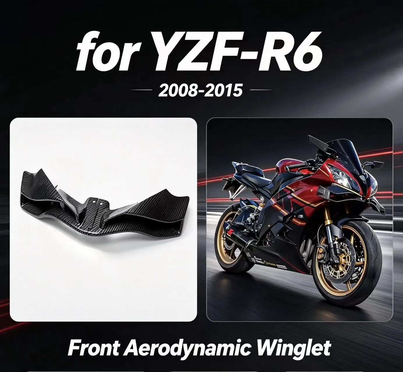 For YAMAHA YZF-R6 2008-2015 Motorcycle WING DOWNFORCE NAKED FRONTAL SPOILERS r6 Front Spoiler Lower Spoiler Lower Lip GP WING