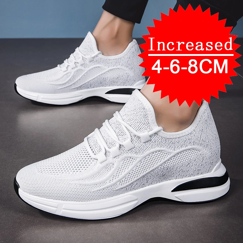 

Summer Mesh Breathable Heightening Shoes Men Casual Sneakers Breathable Lace Up Sports Shoes 4/6/8CM Leisure Height Shoes 37-43