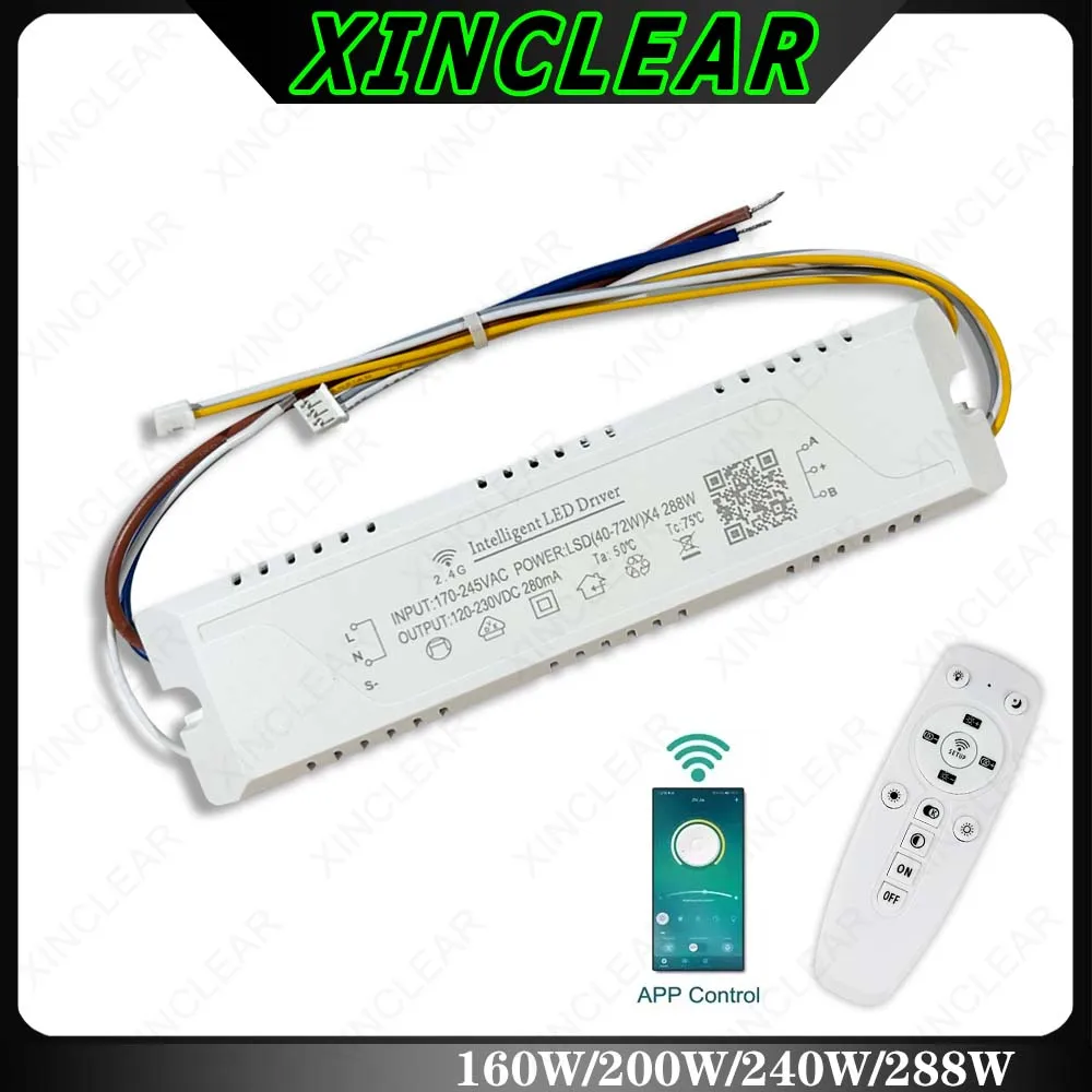 LED Driver 2.4G Remote+APP Control Lighting 160W 200W 240W 360W Transformers For Dual Colors Fexible Strip And Chandelier DIY