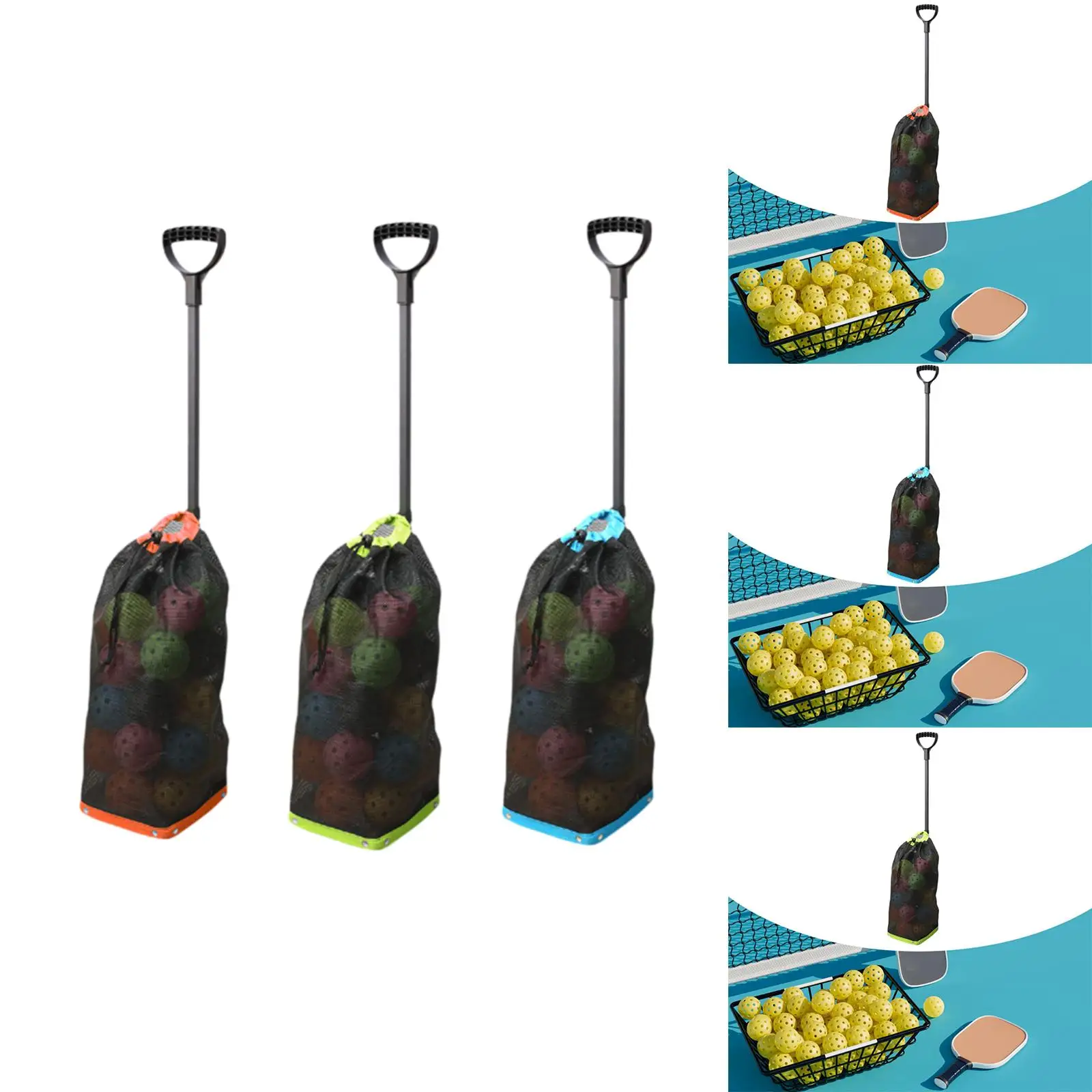 

Pickleball Ball Retriever Adjustable Telescopic Rod Pickleball Collector Grabber Basket for Recreational Game Competition