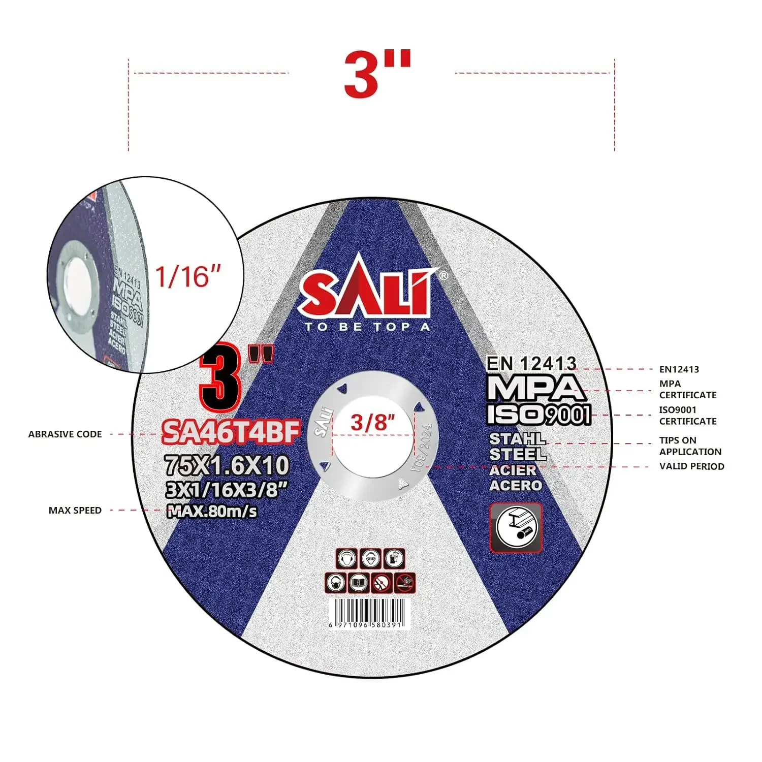 Pack Cut Off Wheels 3 Inch General Purpose Metal Cutting Wheel for 3 In Angle Grinders and Die Grinders- Cutting Disc Aggres