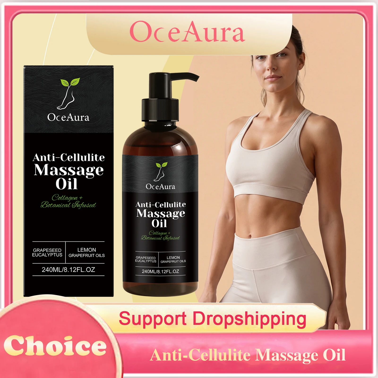 Collagen Tightening Massage Oil Abdomen Thigh Firming Nourishing Dry Skin Glowing Soothing Revitalizing Anti-Cellulite Body Oil