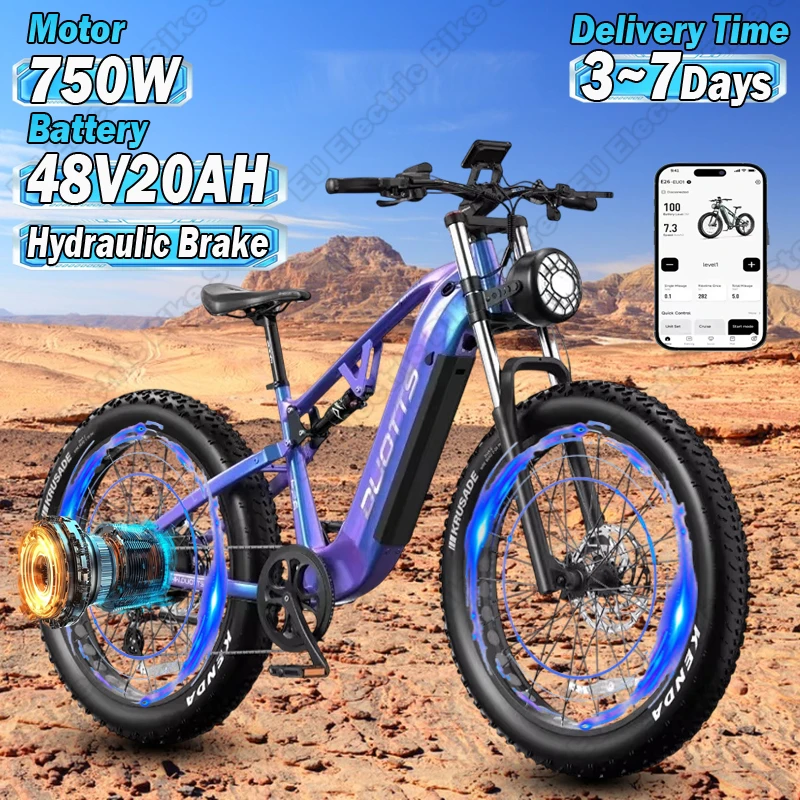 DUOTTS E26 Electric Bicycle 750W Powerful Motor 48V20AH Lithium Battery Electric Bike Mountain 26*4.0-In Fat Tire Aldult E-bike