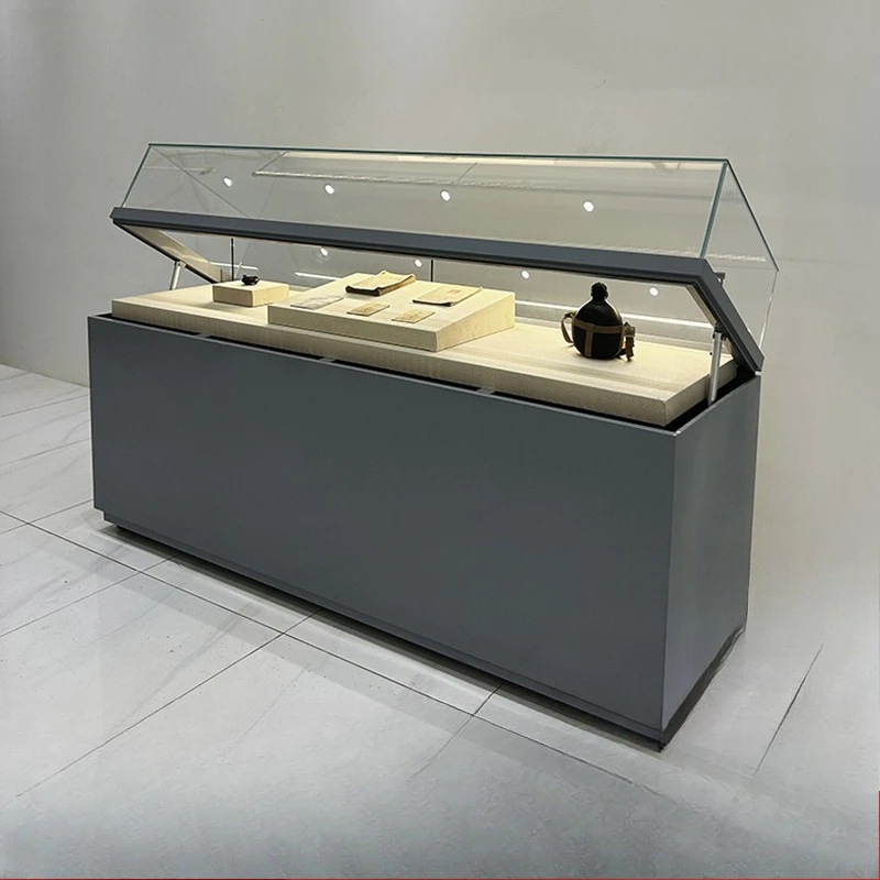 Steel Structure Museum Display Cabinet Antique Display Cabinet Wenplay Collectibles Jewelry Tempered Glass Display Cabinet